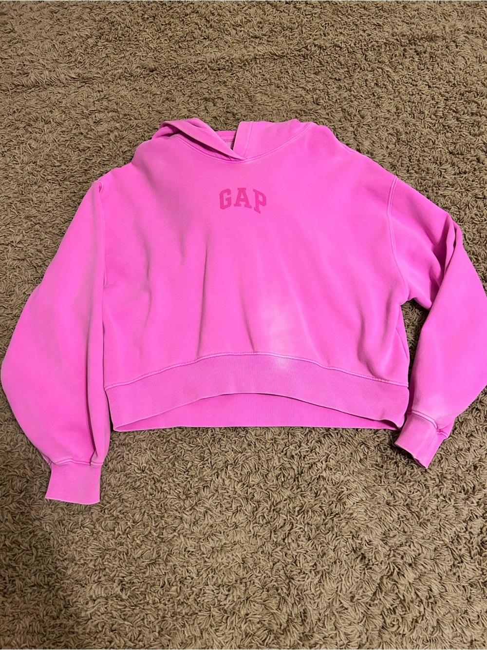 GAP neon pink arch logo cropped hoodie size XS